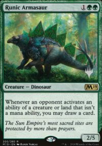 Runic Armasaur - Planeswalker symbol stamped promos