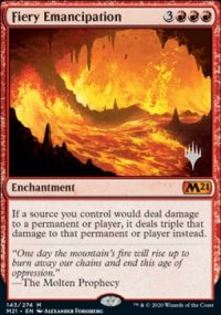 Fiery Emancipation - Planeswalker symbol stamped promos