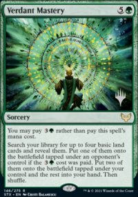 Verdant Mastery - Planeswalker symbol stamped promos