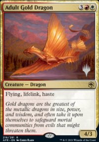 Adult Gold Dragon - Planeswalker symbol stamped promos